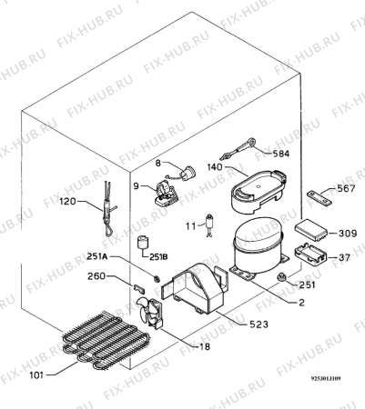 Взрыв-схема холодильника Zanussi ZRS21FA - Схема узла Cooling system 017